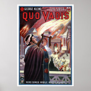 Vintage George Kleine Presents Quo Vadis Nero Poster