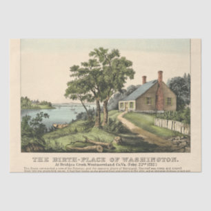 Vintage George Washington Birthplace Decoupage Tissue Paper
