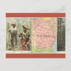 Vintage Georgia Corn and Map Postcard