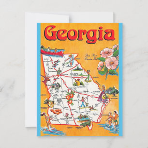Vintage Georgia Map Postcard