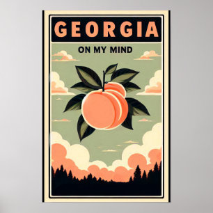 Vintage Georgia Peach Travel Poster