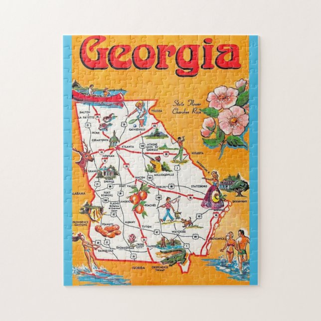 Vintage Georgia Postcard 11x14 Jigsaw Puzzle (Vertical)