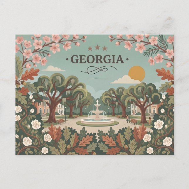 Vintage Georgia State Travel Holiday Postcard (Front)