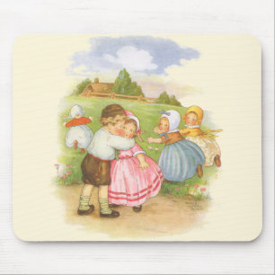 Vintage Georgie Porgie Mother Goose Nursery Rhymes Mouse Pad