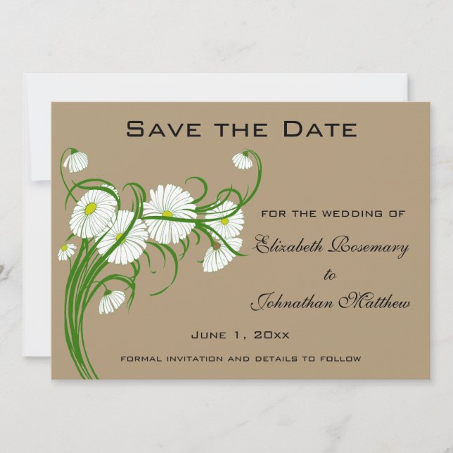 Vintage Gerber Daisy flowers Wedding Save the Date (Front)