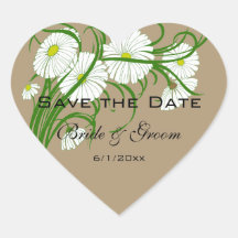 Vintage Gerber Daisy flowers Wedding Save the Date