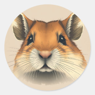 Vintage Gerbil Portrait Retro Pet Classic Round Sticker