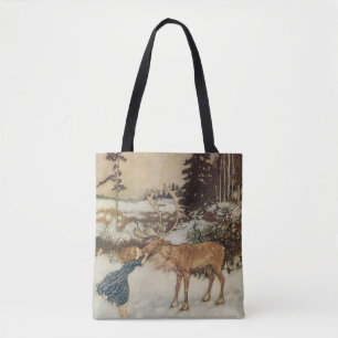 Vintage Gerda and the Reindeer by Edmund Dulac Tote Bag