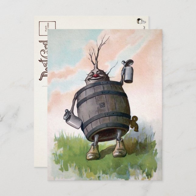 Vintage German Beer Keg Postcard  (Front/Back)