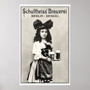 Vintage German Berlin beer brewery photo ad Poster