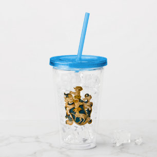 Vintage German Blue and Gold Aries Coat of Arms Acrylic Tumbler
