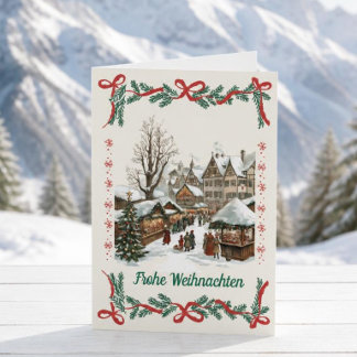 Vintage German Christmas market christmas Card