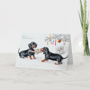 Vintage German Dachshund Christmas Card