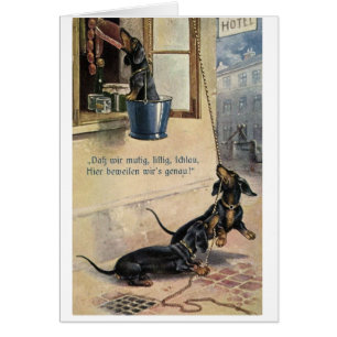 Vintage - German Dachshunds Steal Sausage,