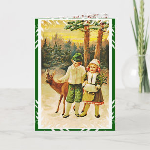 Vintage German Deer Woodland Christmas Card