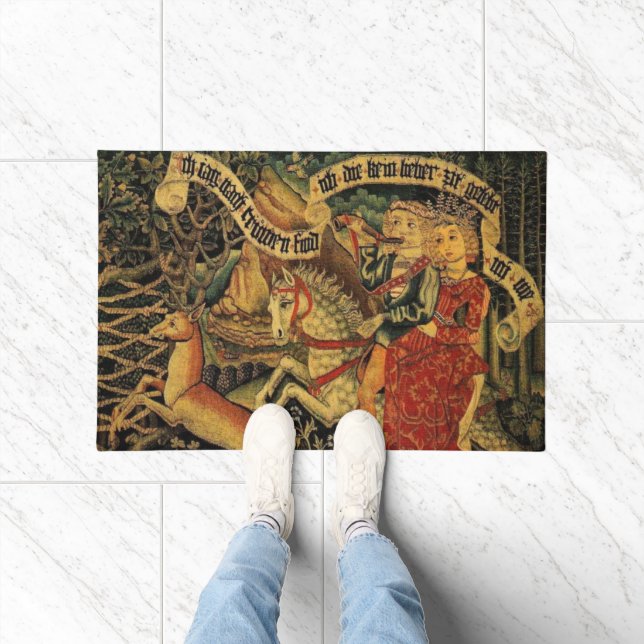 Vintage German Mediaeval Renaissance Love Hunting  Doormat (Indoor)