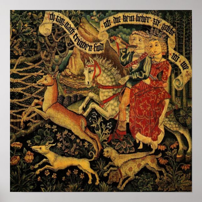 Vintage German Mediaeval Renaissance Love Hunting  Poster (Front)