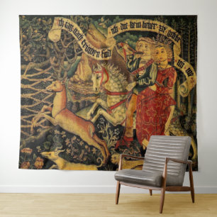 Vintage German Mediaeval Renaissance Love Hunting Tapestry