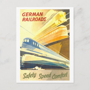 Vintage German Railroads Travel Poster Postcard