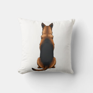 Vintage German Shepherd Back View Dog Illustration Cushion