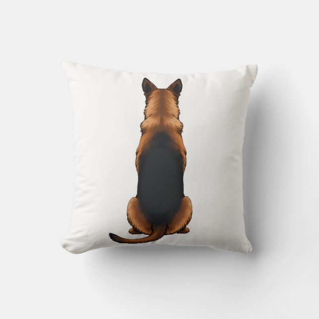 Vintage German Shepherd Back View Dog Illustration Cushion (Front)