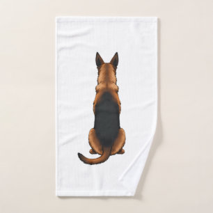 Vintage German Shepherd Back View Dog Illustration Hand Towel
