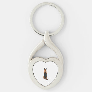 Vintage German Shepherd Back View Dog Illustration Key Ring