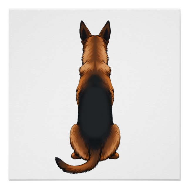 Vintage German Shepherd Back View Dog Illustration Poster (Front)