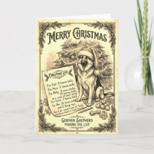 Vintage German Shepherd Christmas Card w/Bio.