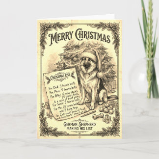 Vintage German Shepherd Christmas Card w/Bio.