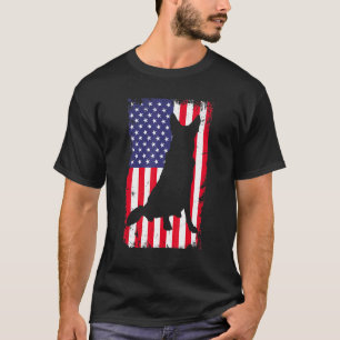 Vintage German Shepherd Dog American Flag Dog Men T-Shirt