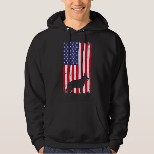 Vintage German Shepherd Dog American Flag Patrioti Hoodie
