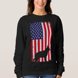 Vintage German Shepherd Dog American Flag Patrioti Sweatshirt