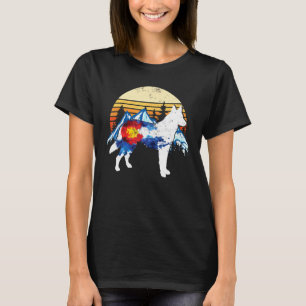 Vintage German Shepherd Dog Colorado Flag Sunset R T-Shirt