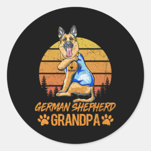 Vintage German Shepherd Dog Grandpa Paw Dad Father Classic Round Sticker