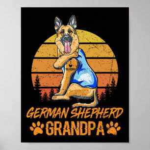 Vintage German Shepherd Dog Grandpa Paw Dad Father Poster
