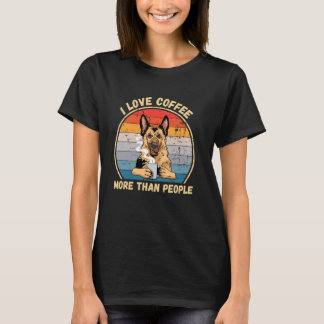 Vintage German Shepherd Dog I Love Coffee More Tha T-Shirt