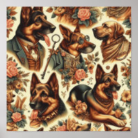 Vintage German Shepherd Illustration
