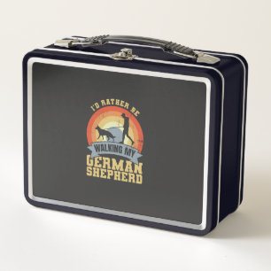 Vintage German Shepherd Owner Saying Metal Lunch Box