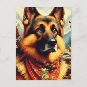 Vintage German Shepherd Painting Postcard