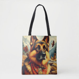 Vintage German Shepherd Painting Tote Bag