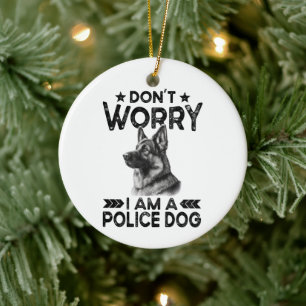 Vintage German Shepherd Police Dog Owner Funny  Ceramic Ornament