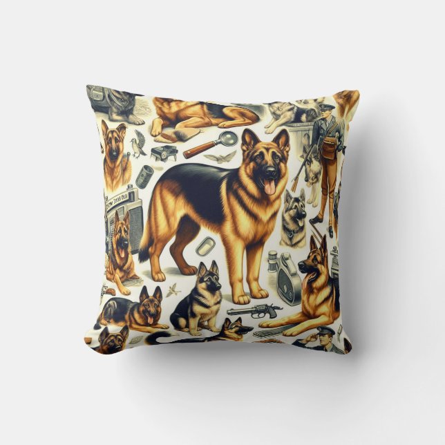 Vintage German Shepherd Seamless Cushion (Front)