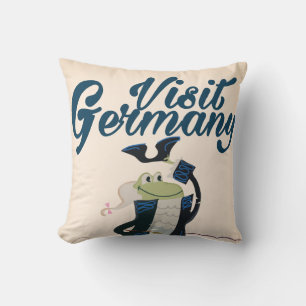 Vintage German travel poster cartoon Cushion