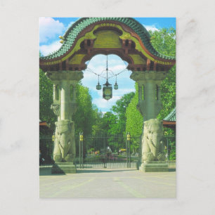 Vintage Germany, Berlin Zoo, Elephant entrance Postcard