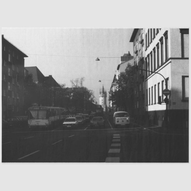 Vintage Germany Frankfurt City street cars Tissue Paper (Front)