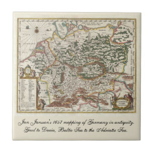 Vintage Germany Map Baltic Sea Ceramic Tile