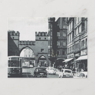 Vintage Germany, Munich, City trams and gateway Postcard