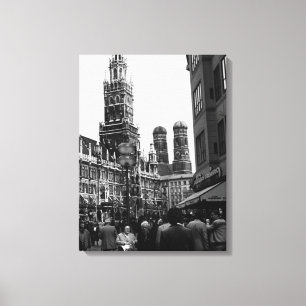 Vintage Germany Munich Frauenkirche Frauenplatz Canvas Print