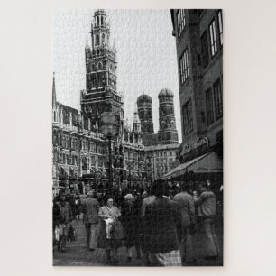 Vintage Germany Munich Frauenkirche Frauenplatz Jigsaw Puzzle
